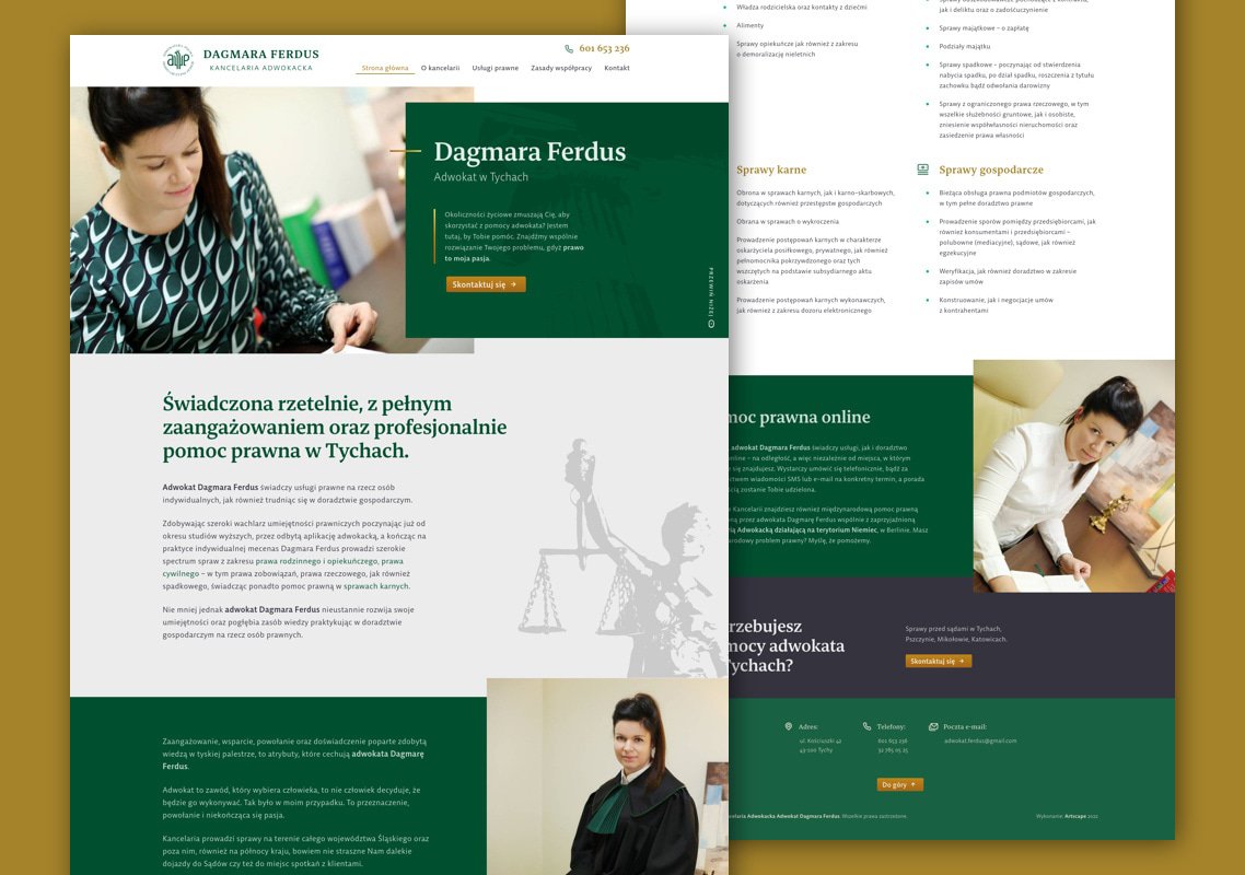 Projekt graficzny serwisu: Kancelaria Adwokacka Adwokat Dagmara Ferdus