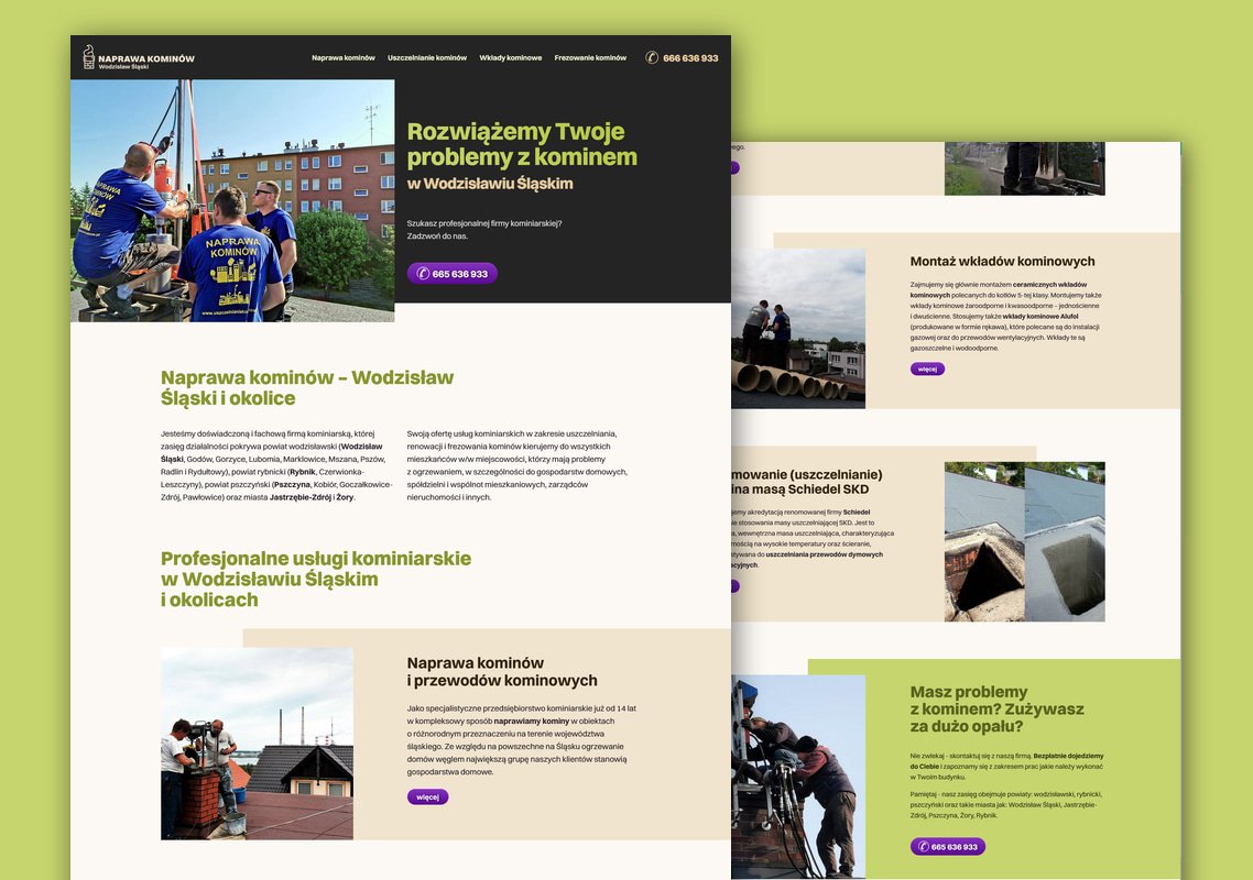 Projekt graficzny serwisu: Naprawa kominów Wodzisław Śląski